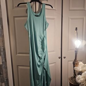 chic Mint Tank Maxi Dress with Side Ruching XXL